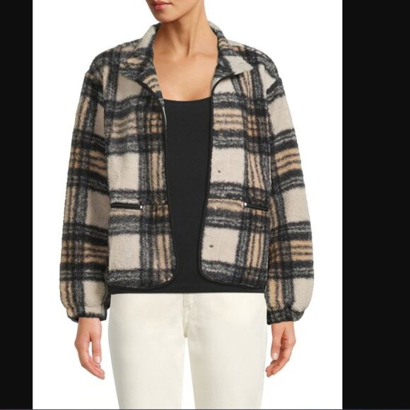 Sanctuary XXL 2XL Plaid Faux Fur Jacket Nordstrom - Picture 1 of 5